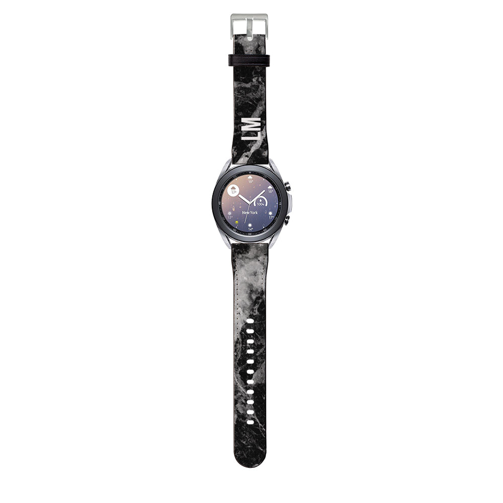 Personalised Black Stone Marble Samsung Galaxy Watch3 Strap