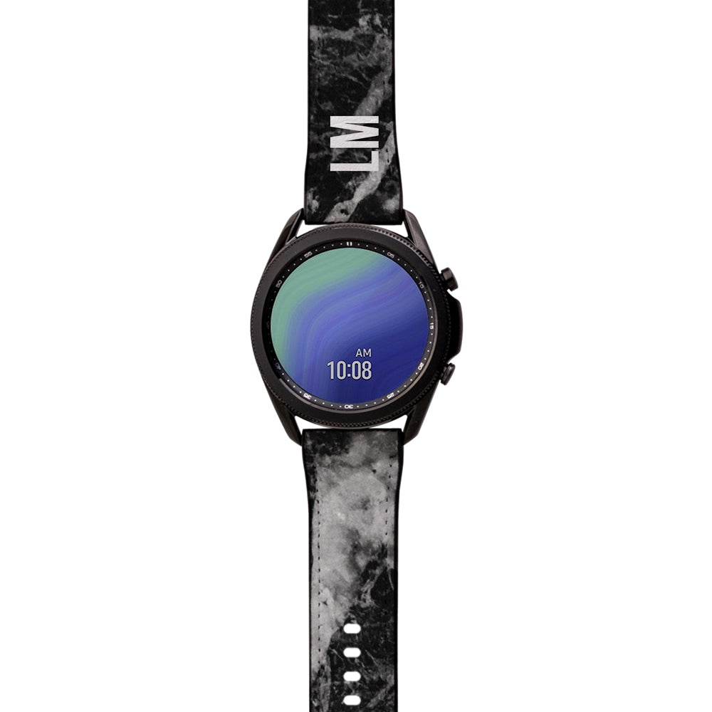 Personalised Black Stone Marble Samsung Galaxy Watch3 Strap