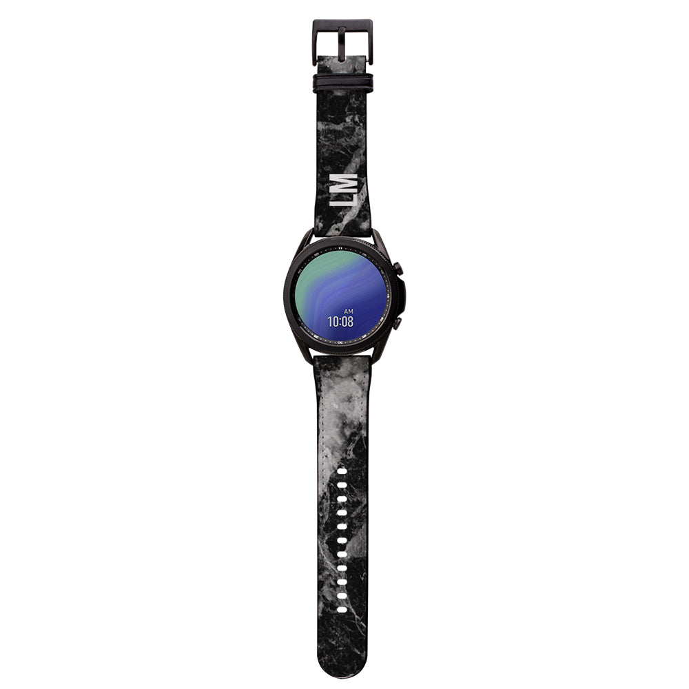 Personalised Black Stone Marble Samsung Galaxy Watch3 Strap
