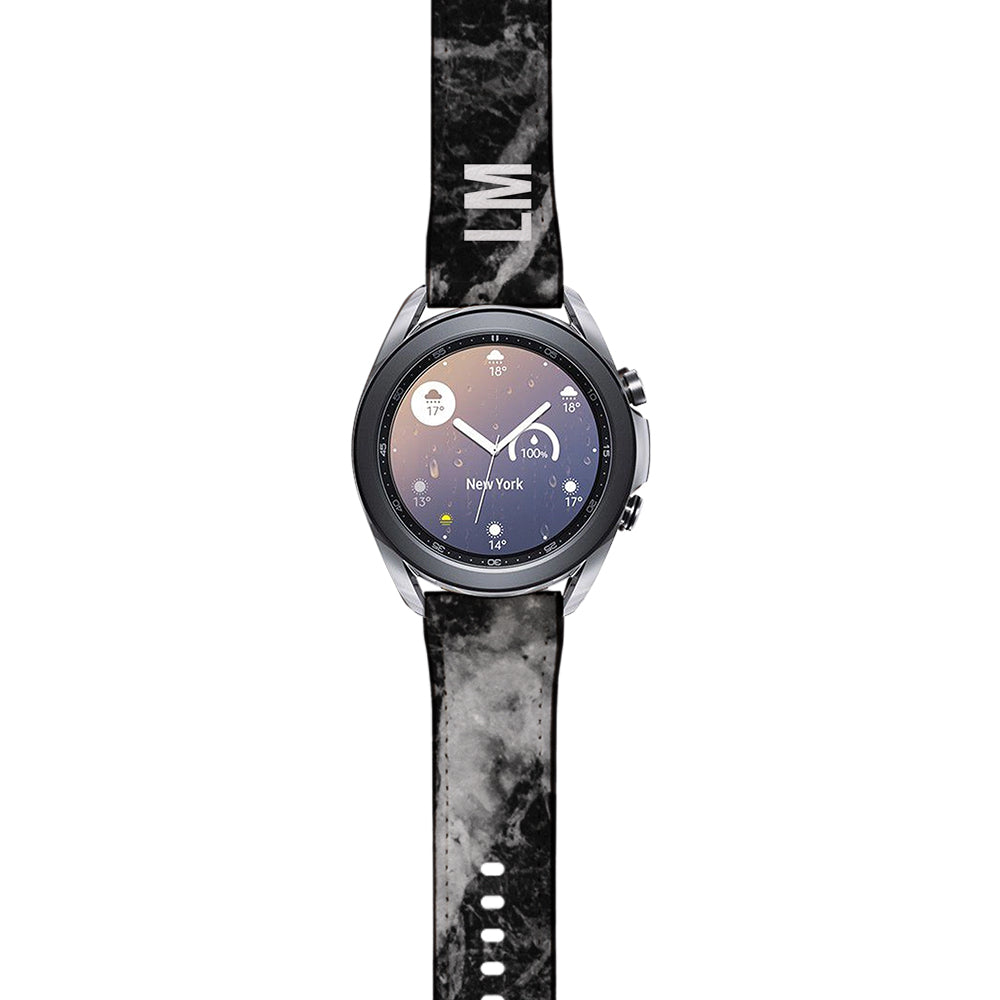 Personalised Black Stone Marble Samsung Galaxy Watch3 Strap