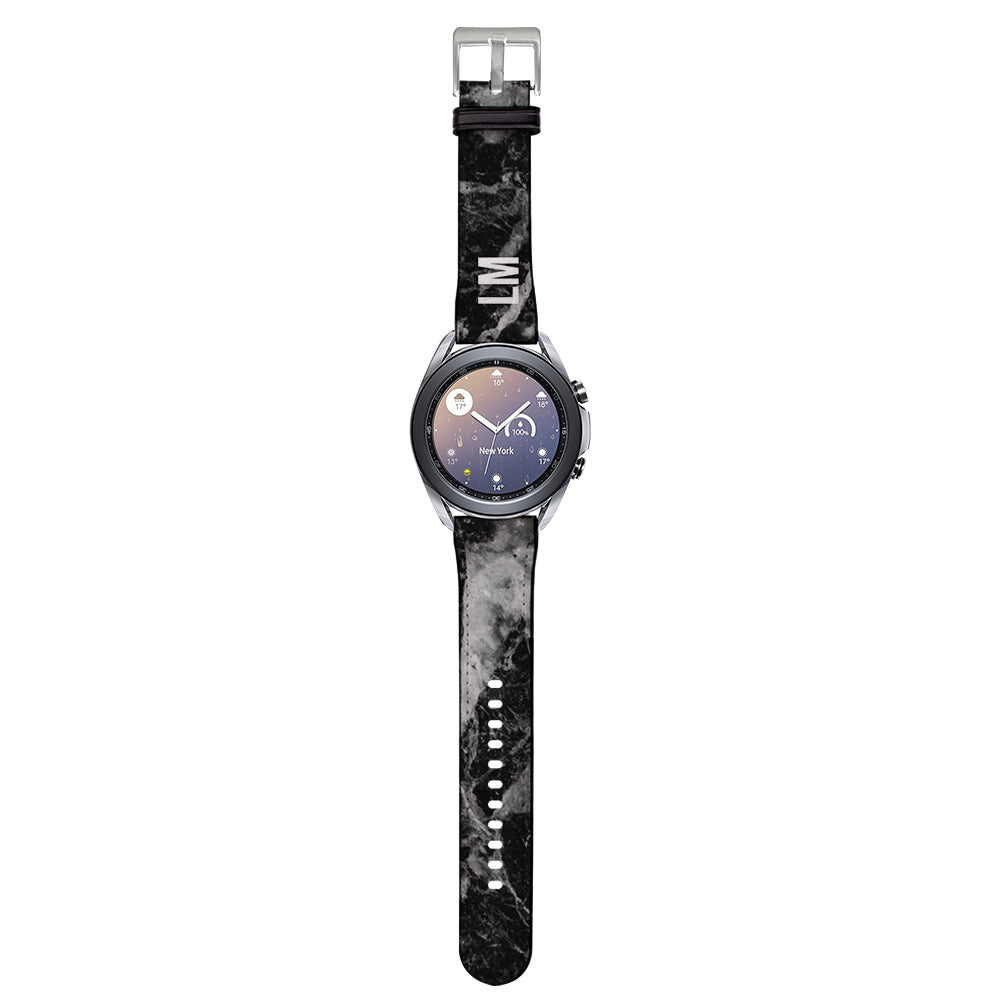 Personalised Black Stone Marble Samsung Galaxy Watch3 Strap