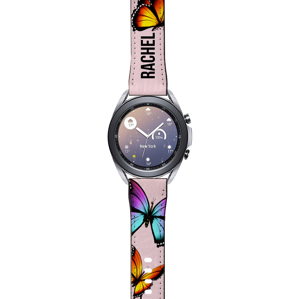 Personalised Butterfly Name Samsung Galaxy Watch3 Strap