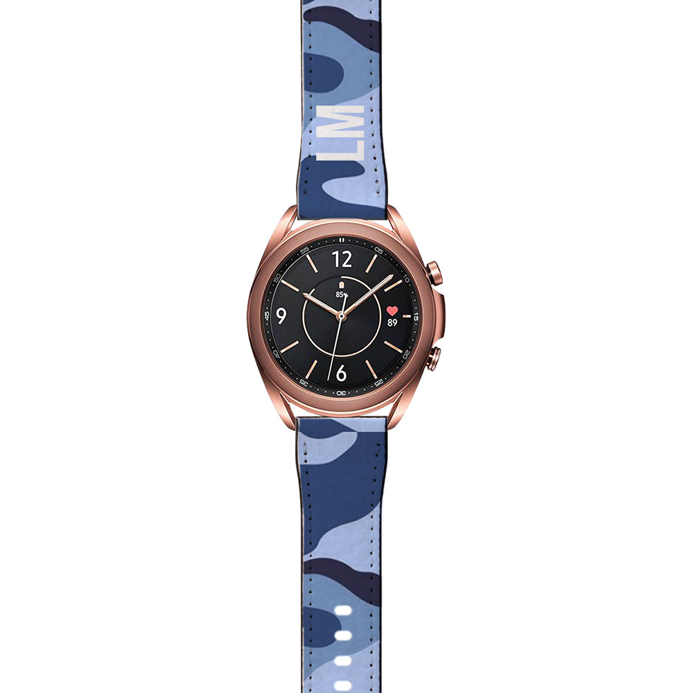 Personalised Cobalt Blue Camouflage Samsung Galaxy Watch3 Strap