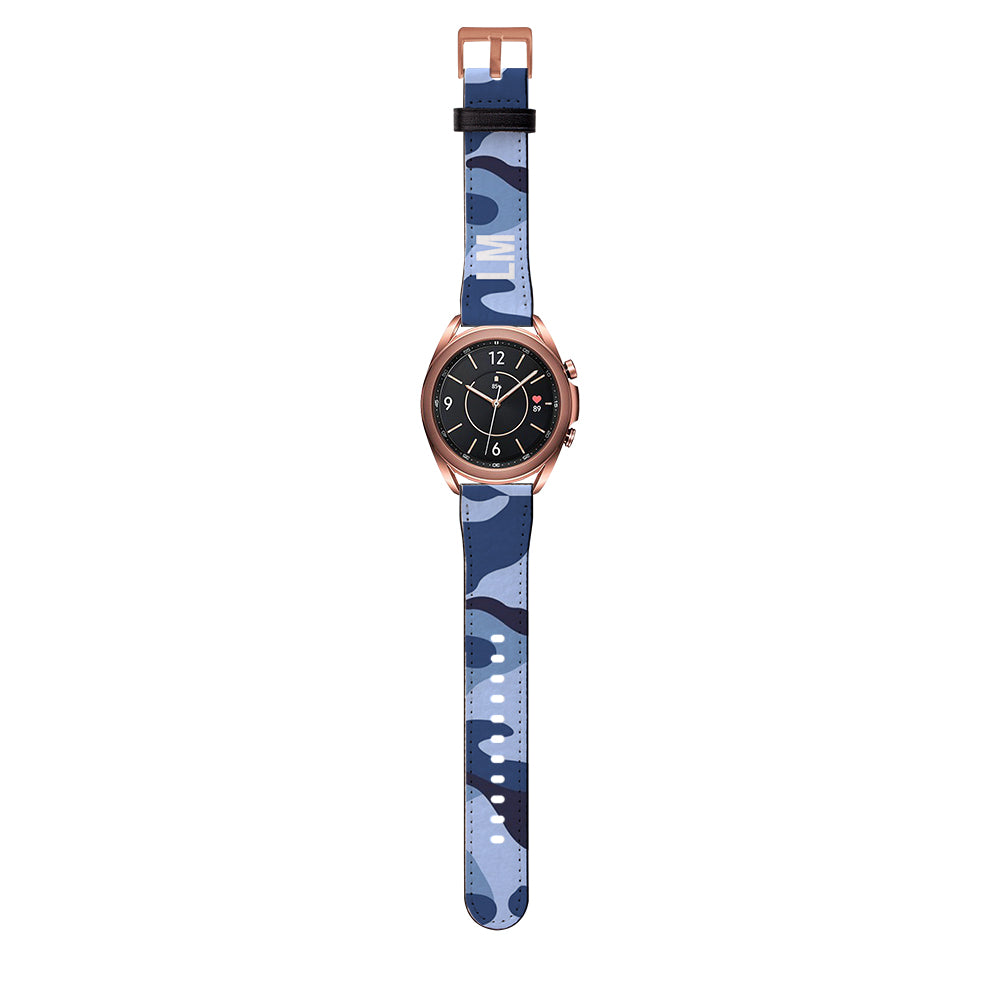 Personalised Cobalt Blue Camouflage Samsung Galaxy Watch3 Strap