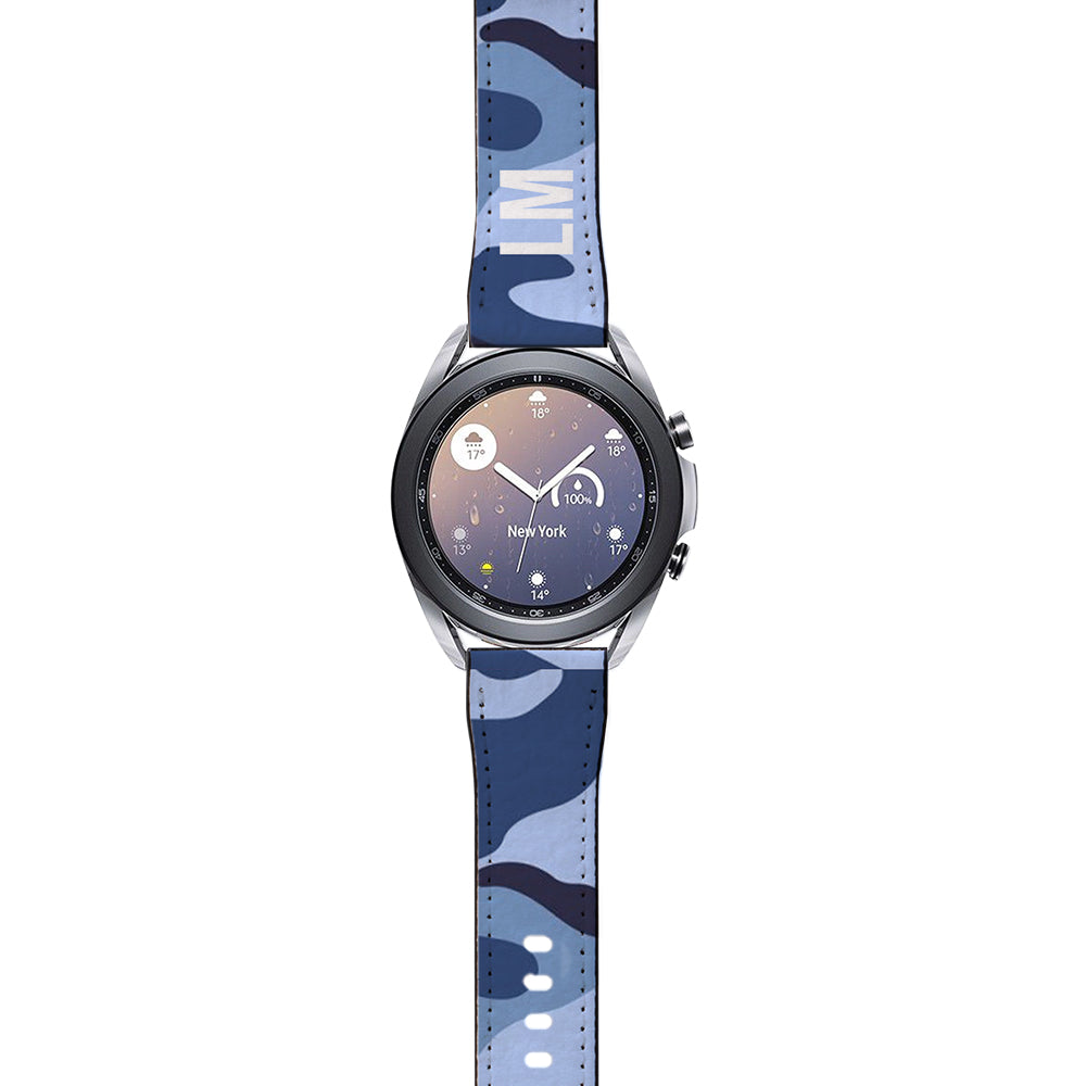 Personalised Cobalt Blue Camouflage Samsung Galaxy Watch3 Strap