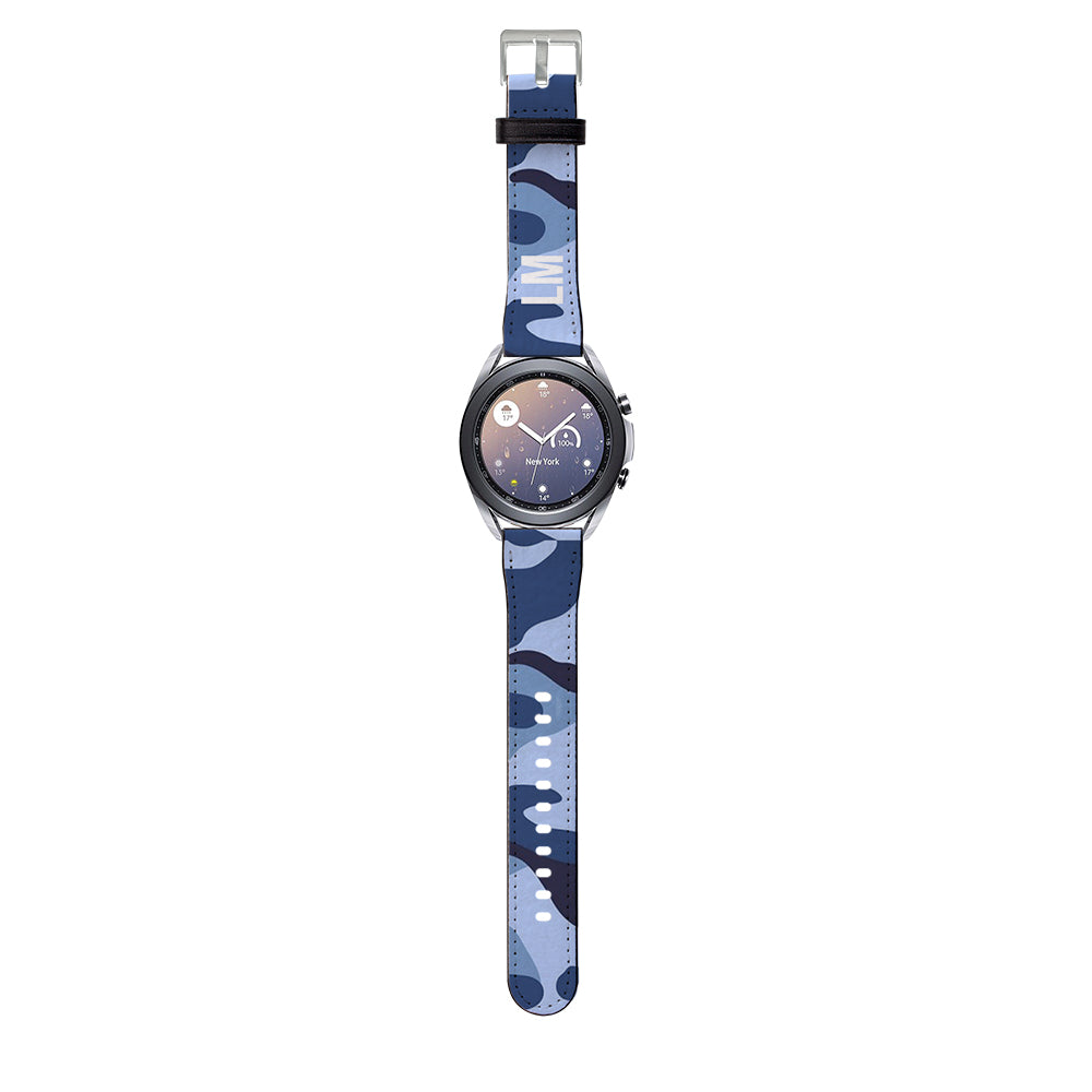 Personalised Cobalt Blue Camouflage Samsung Galaxy Watch3 Strap