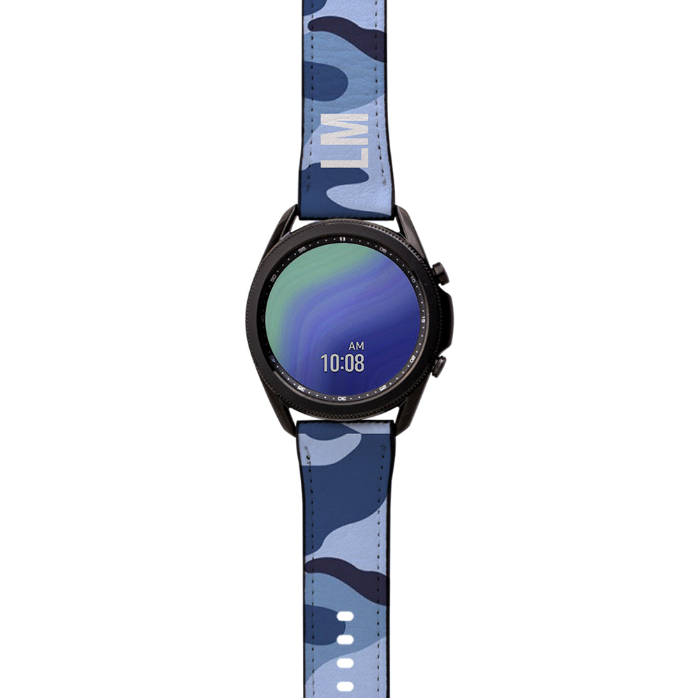 Personalised Cobalt Blue Camouflage Samsung Galaxy Watch3 Strap