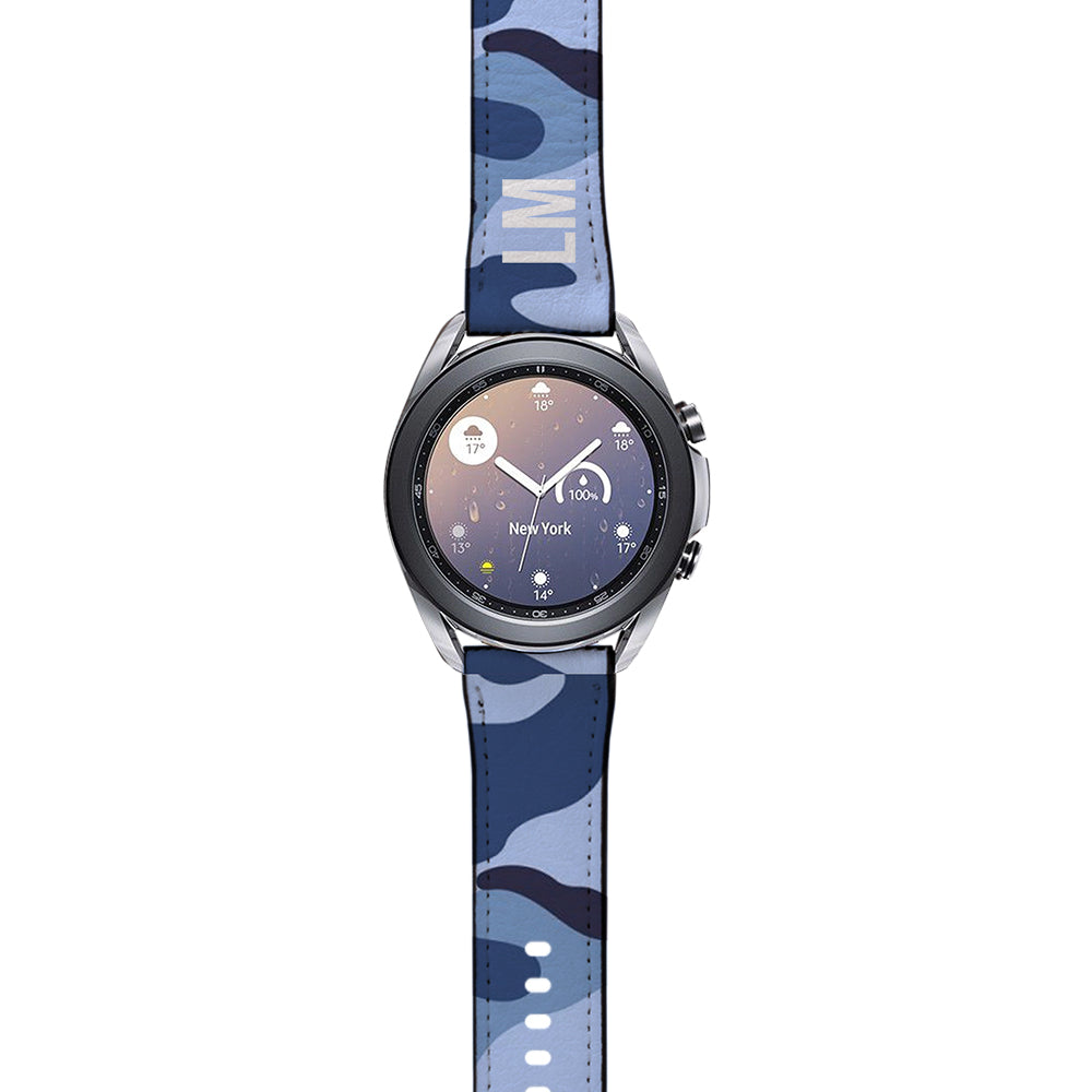Personalised Cobalt Blue Camouflage Samsung Galaxy Watch3 Strap