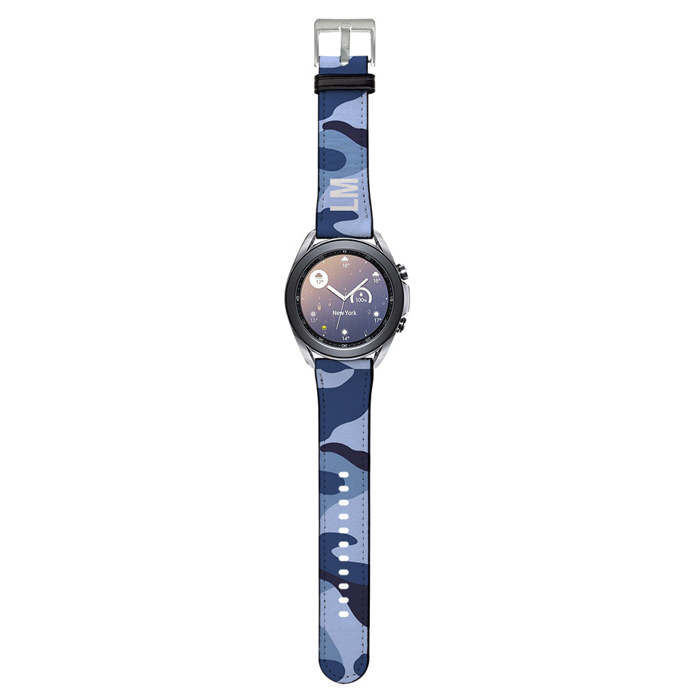 Personalised Cobalt Blue Camouflage Samsung Galaxy Watch3 Strap