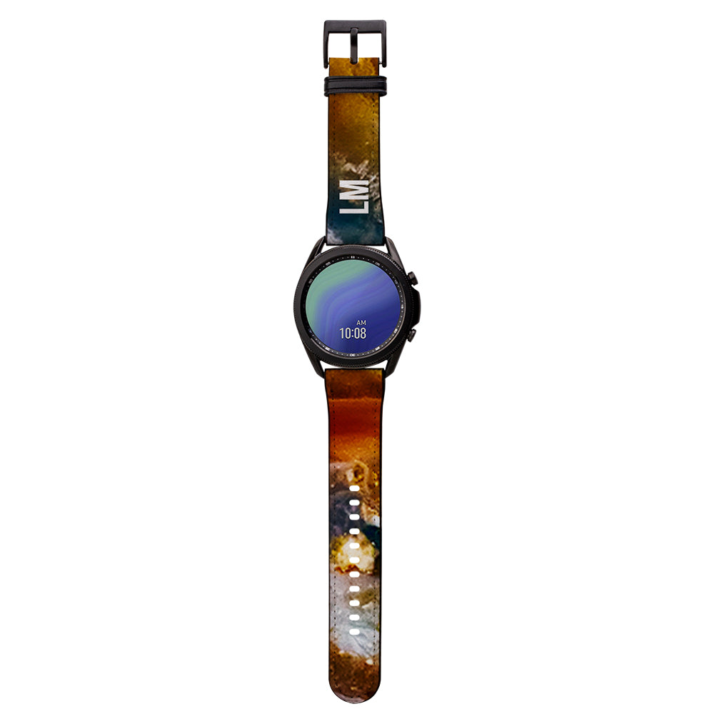 Personalised Colored Stone Marble Name Samsung Galaxy Watch3 Strap