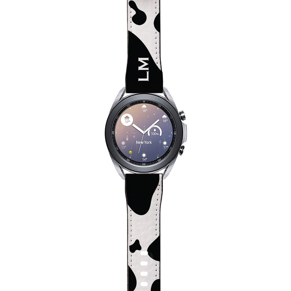 Personalised Cow Print Initials Samsung Galaxy Watch3 Strap