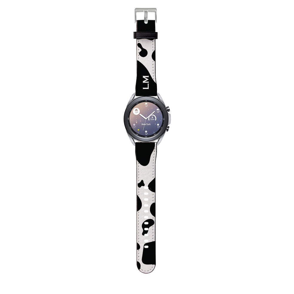 Personalised Cow Print Initials Samsung Galaxy Watch3 Strap