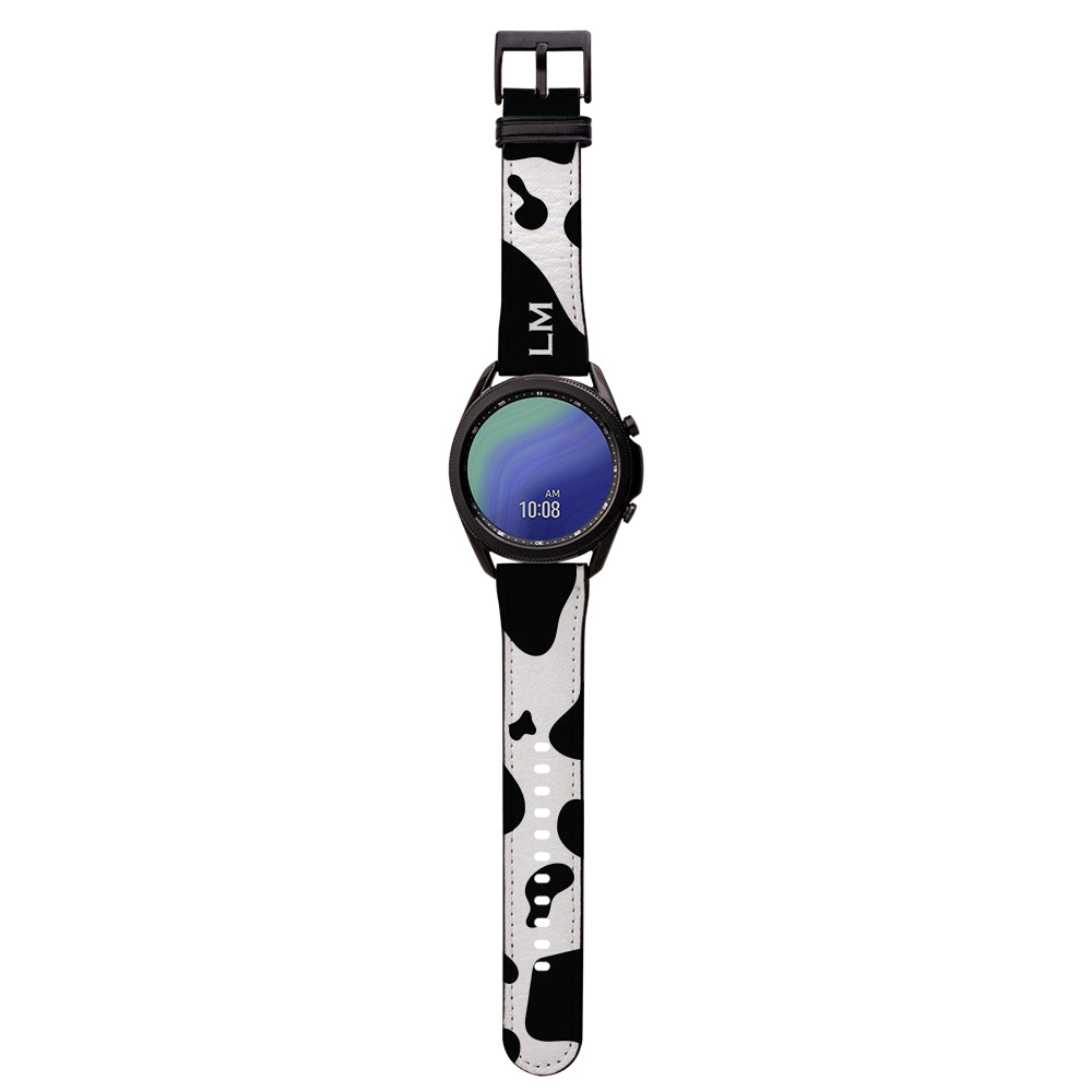 Personalised Cow Print Initials Samsung Galaxy Watch3 Strap