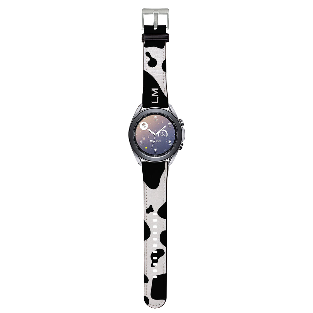 Personalised Cow Print Initials Samsung Galaxy Watch3 Strap