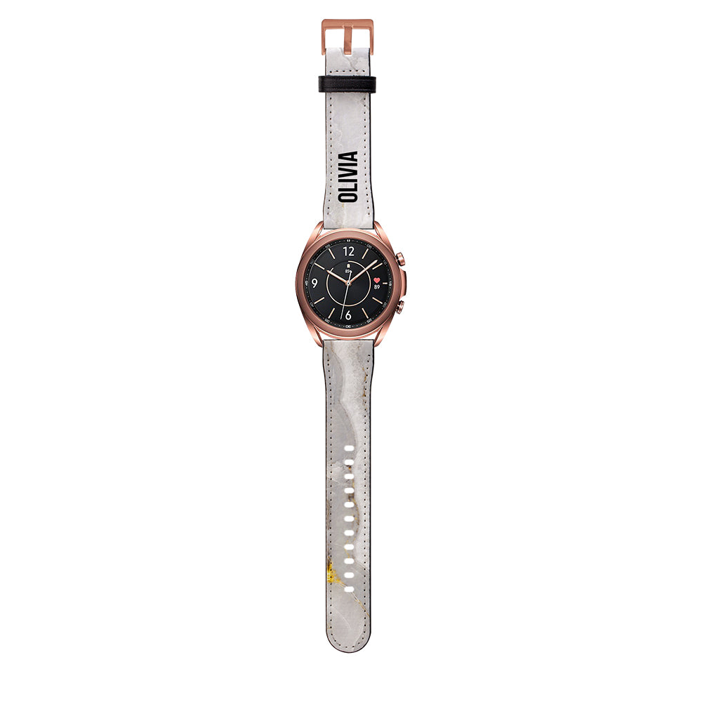 Personalised Cream Marble Samsung Galaxy Watch3 Strap