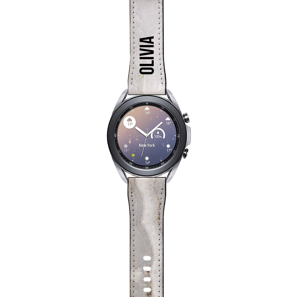 Personalised Cream Marble Samsung Galaxy Watch3 Strap