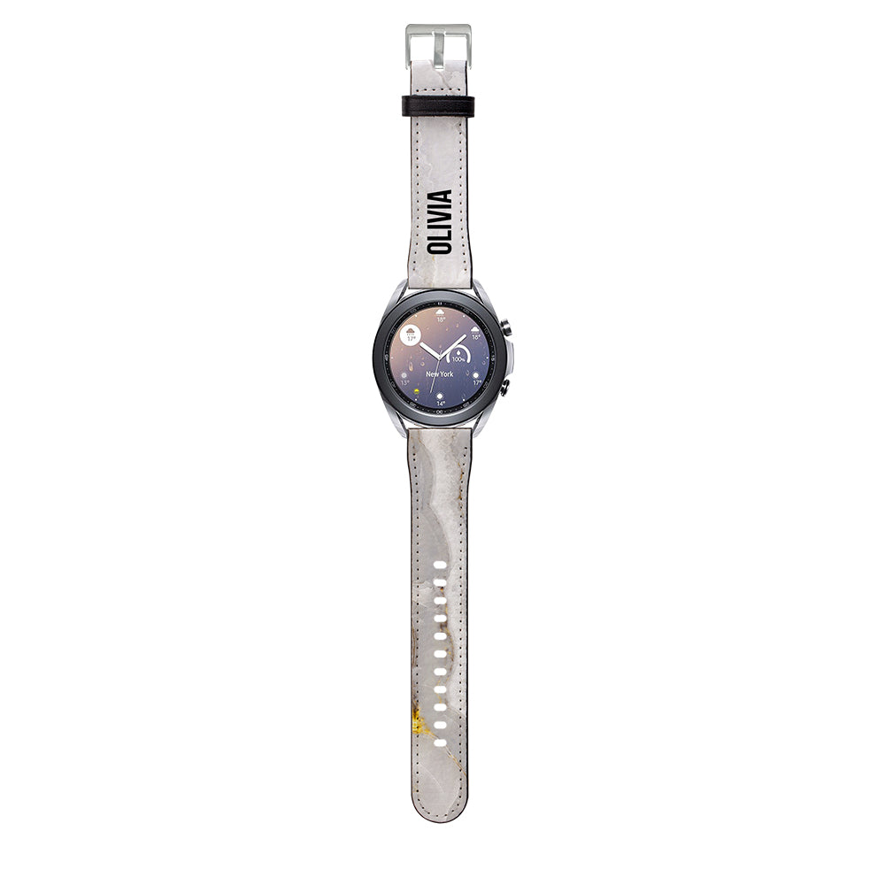 Personalised Cream Marble Samsung Galaxy Watch3 Strap