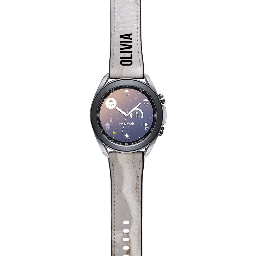 Personalised Cream Marble Samsung Galaxy Watch3 Strap