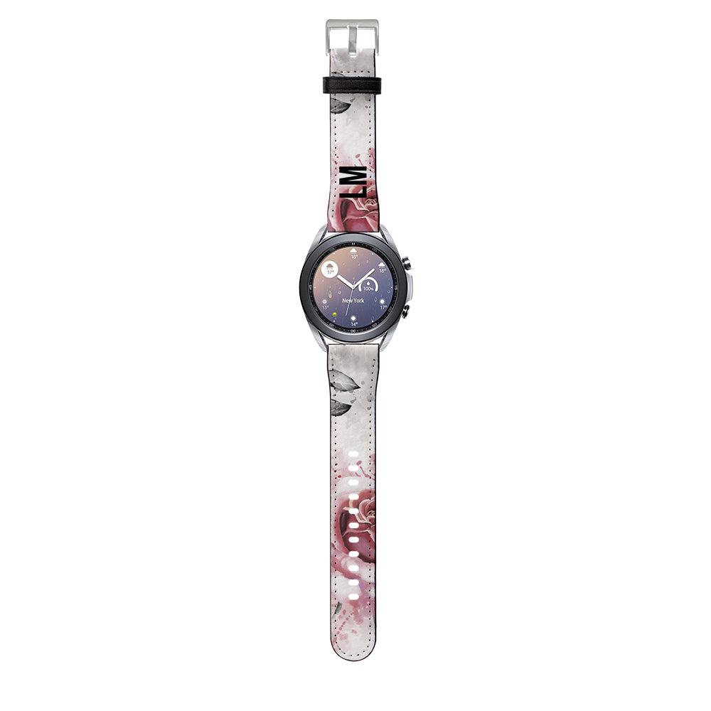 Personalised Floral Rose Samsung Galaxy Watch3 Strap