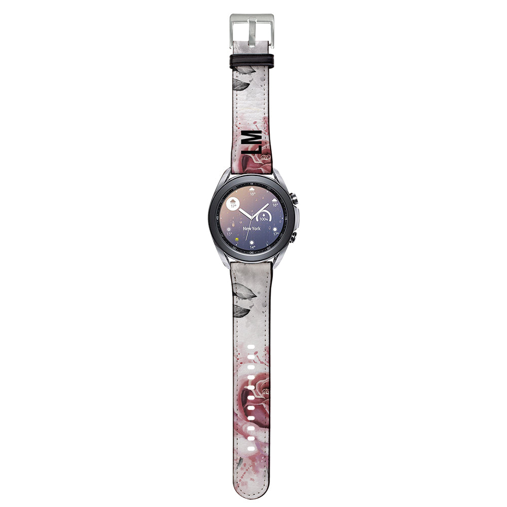Personalised Floral Rose Samsung Galaxy Watch3 Strap