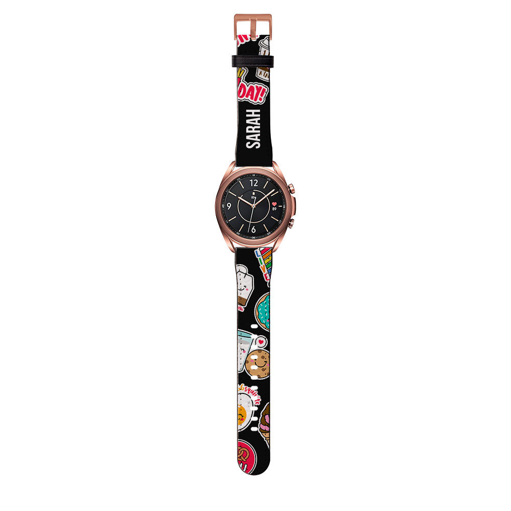 Personalised Foodie Sticker Samsung Galaxy Watch3 Strap