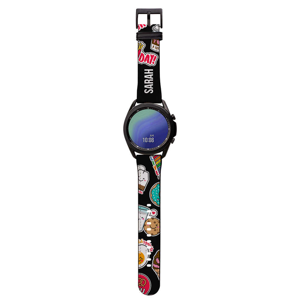 Personalised Foodie Sticker Samsung Galaxy Watch3 Strap