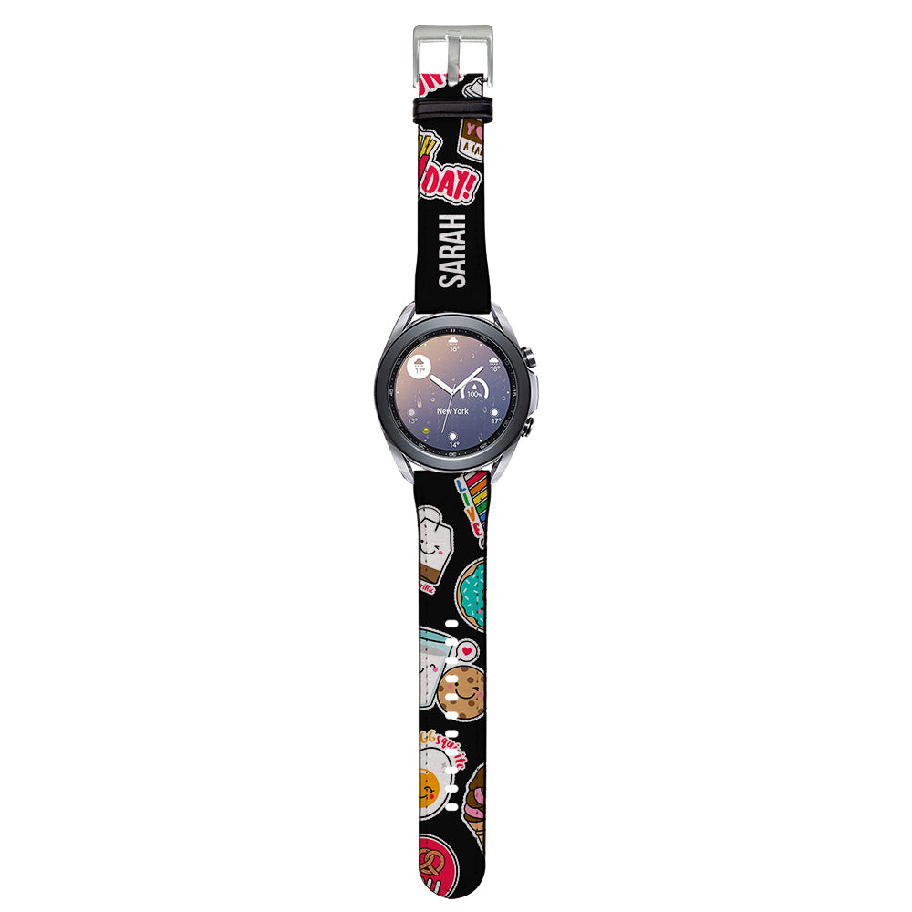 Personalised Foodie Sticker Samsung Galaxy Watch3 Strap