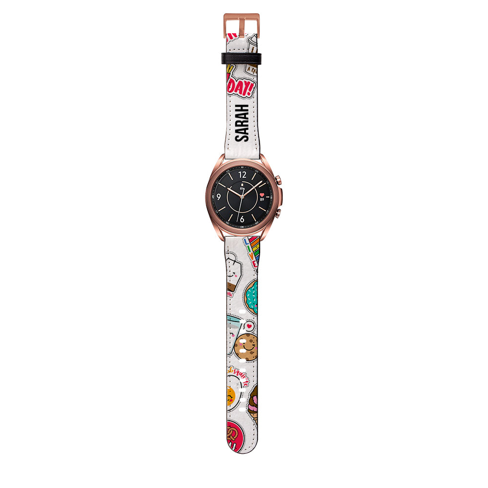 Personalised Foodie Sticker Samsung Galaxy Watch3 Strap