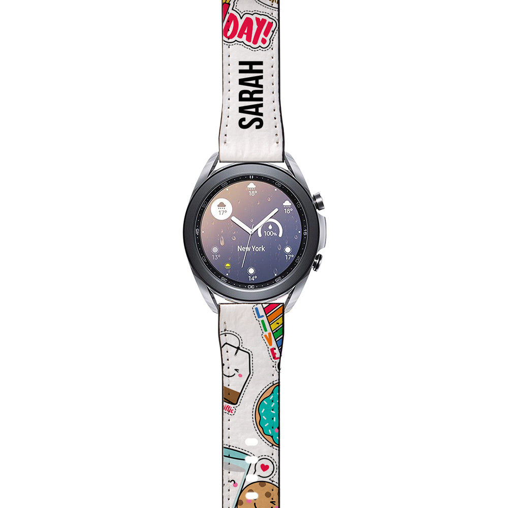 Personalised Foodie Sticker Samsung Galaxy Watch3 Strap