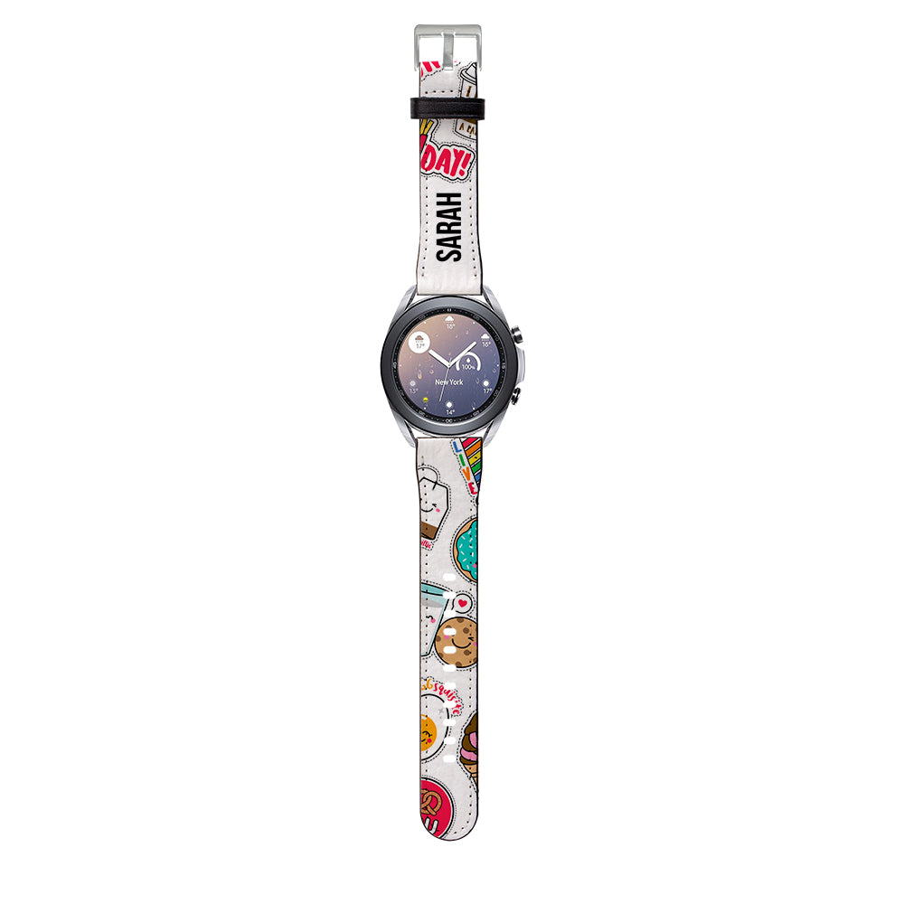 Personalised Foodie Sticker Samsung Galaxy Watch3 Strap