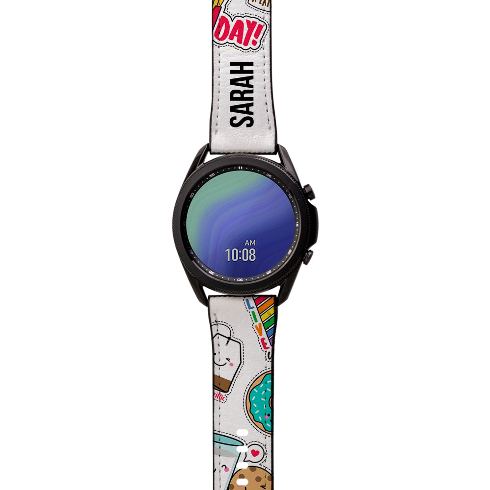 Personalised Foodie Sticker Samsung Galaxy Watch3 Strap