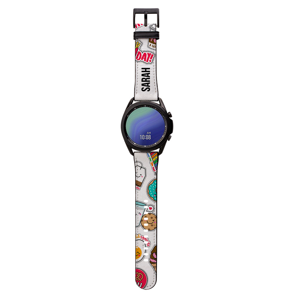 Personalised Foodie Sticker Samsung Galaxy Watch3 Strap