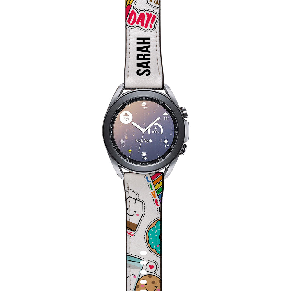 Personalised Foodie Sticker Samsung Galaxy Watch3 Strap