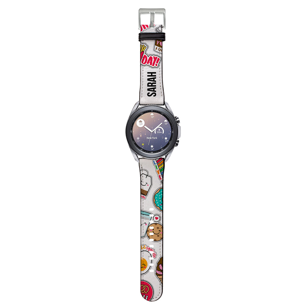 Personalised Foodie Sticker Samsung Galaxy Watch3 Strap