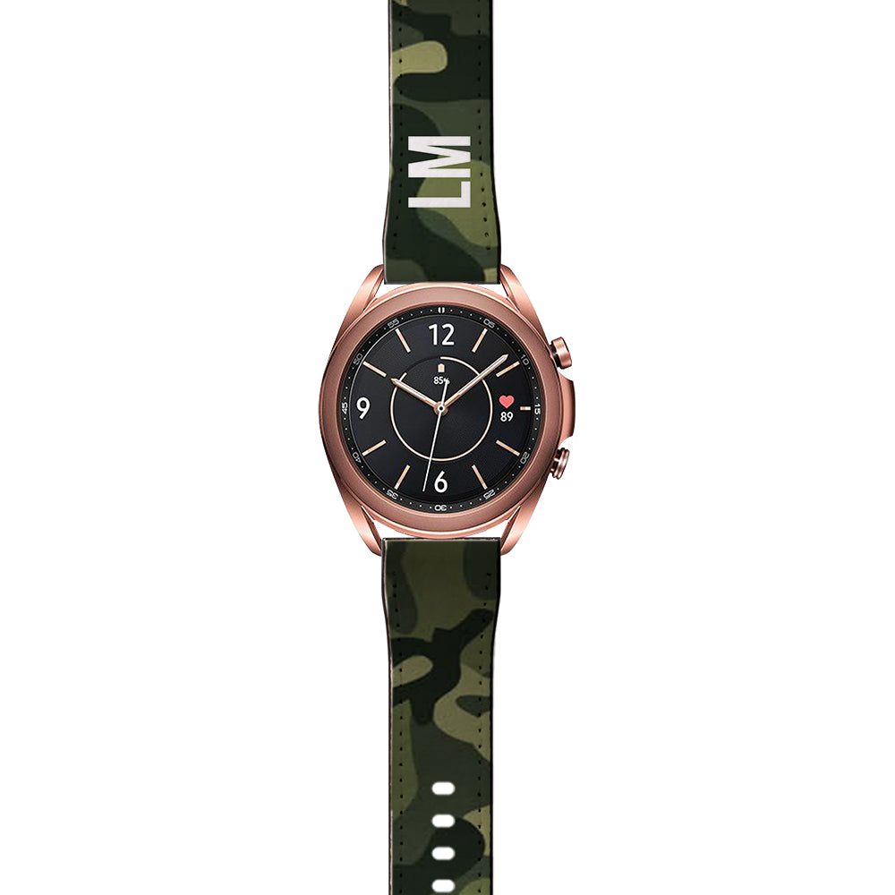 Personalised Green Camouflage Samsung Galaxy Watch3 Strap