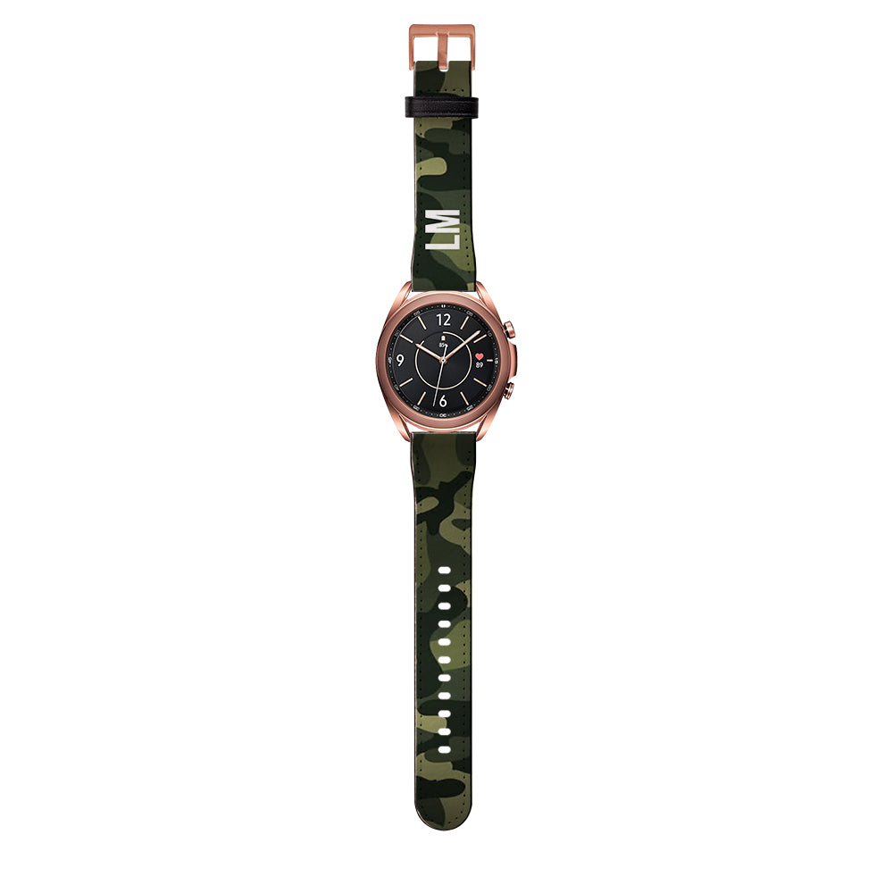 Personalised Green Camouflage Samsung Galaxy Watch3 Strap