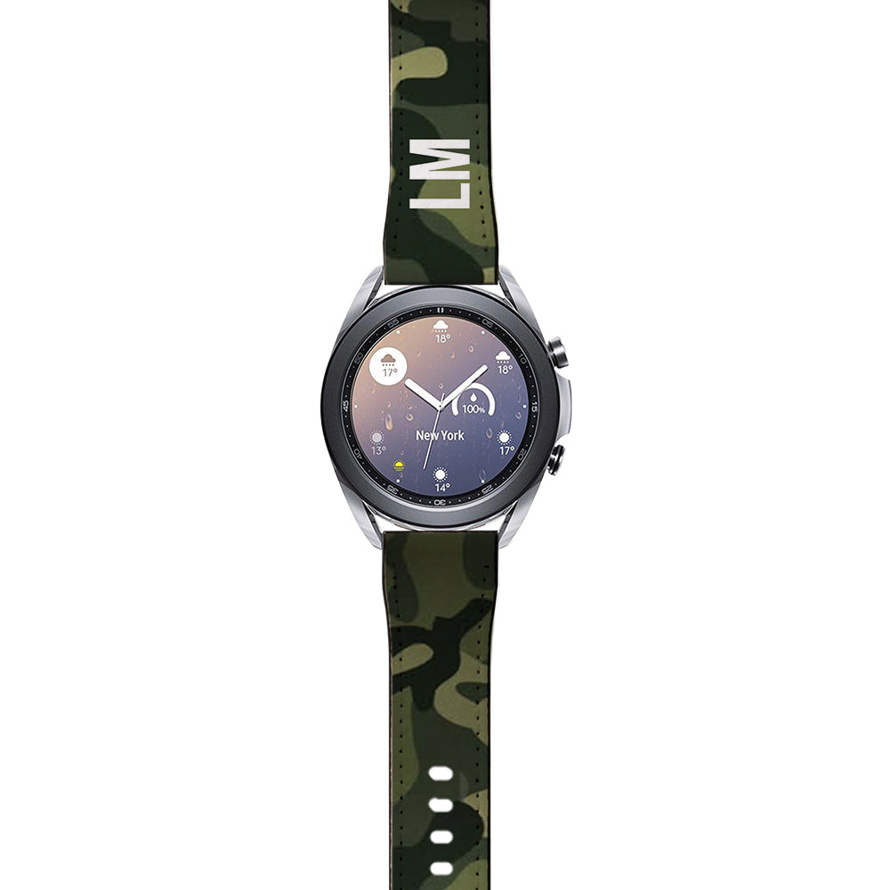 Personalised Green Camouflage Samsung Galaxy Watch3 Strap