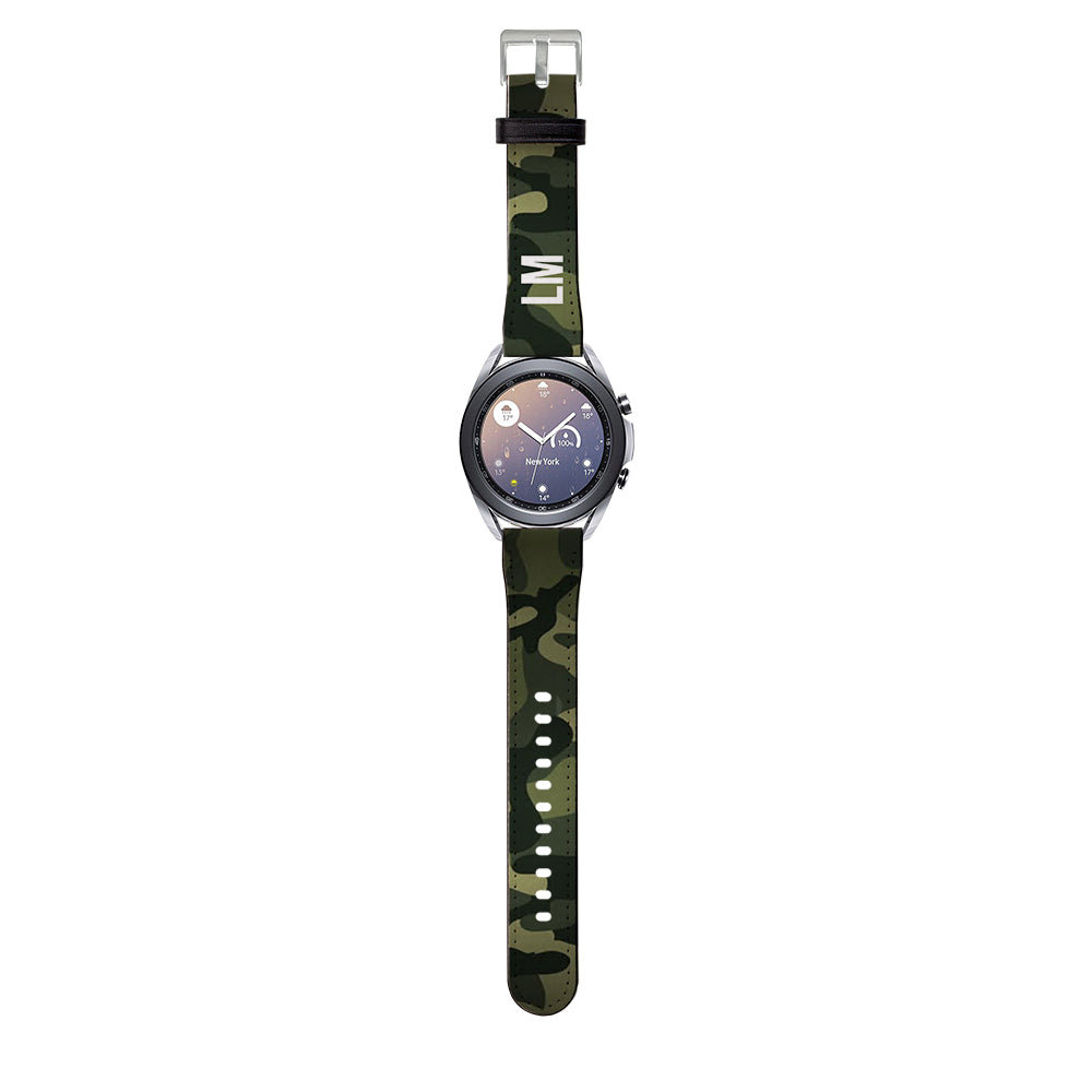 Personalised Green Camouflage Samsung Galaxy Watch3 Strap