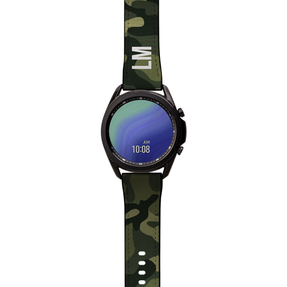 Personalised Green Camouflage Samsung Galaxy Watch3 Strap