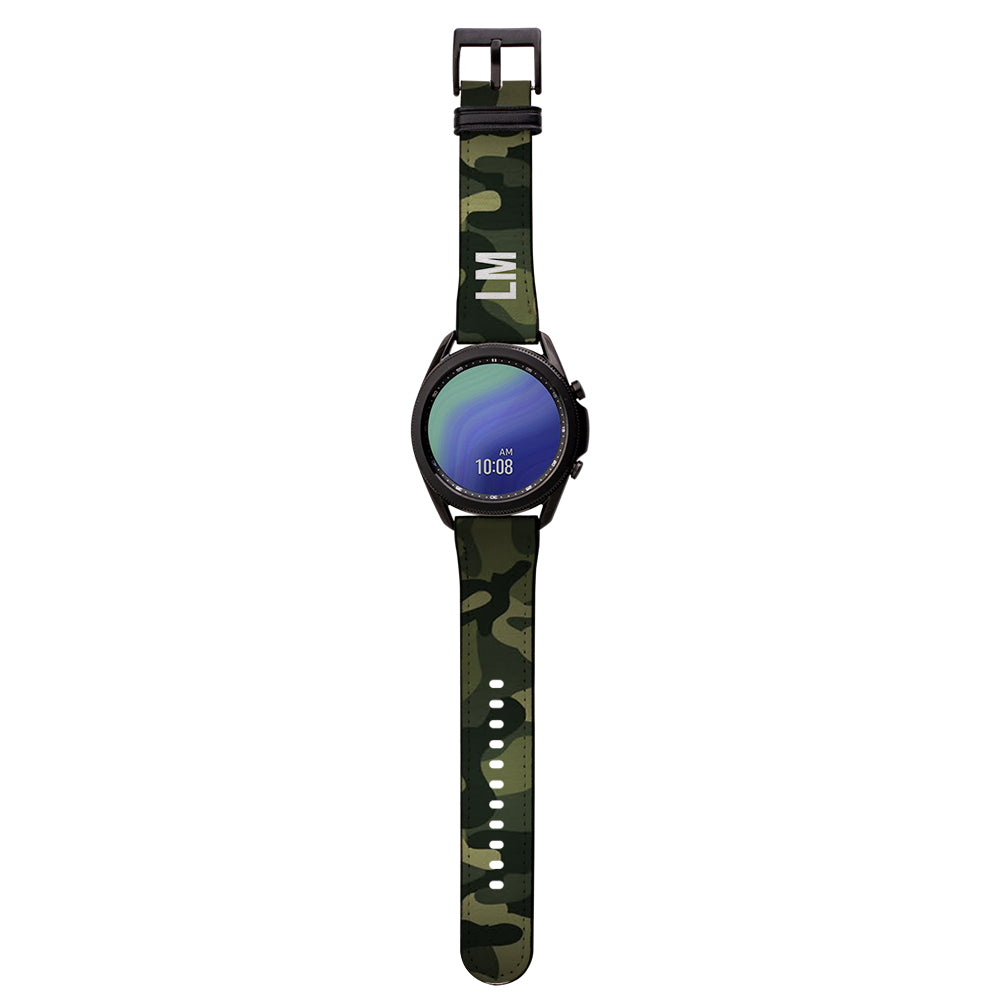 Personalised Green Camouflage Samsung Galaxy Watch3 Strap