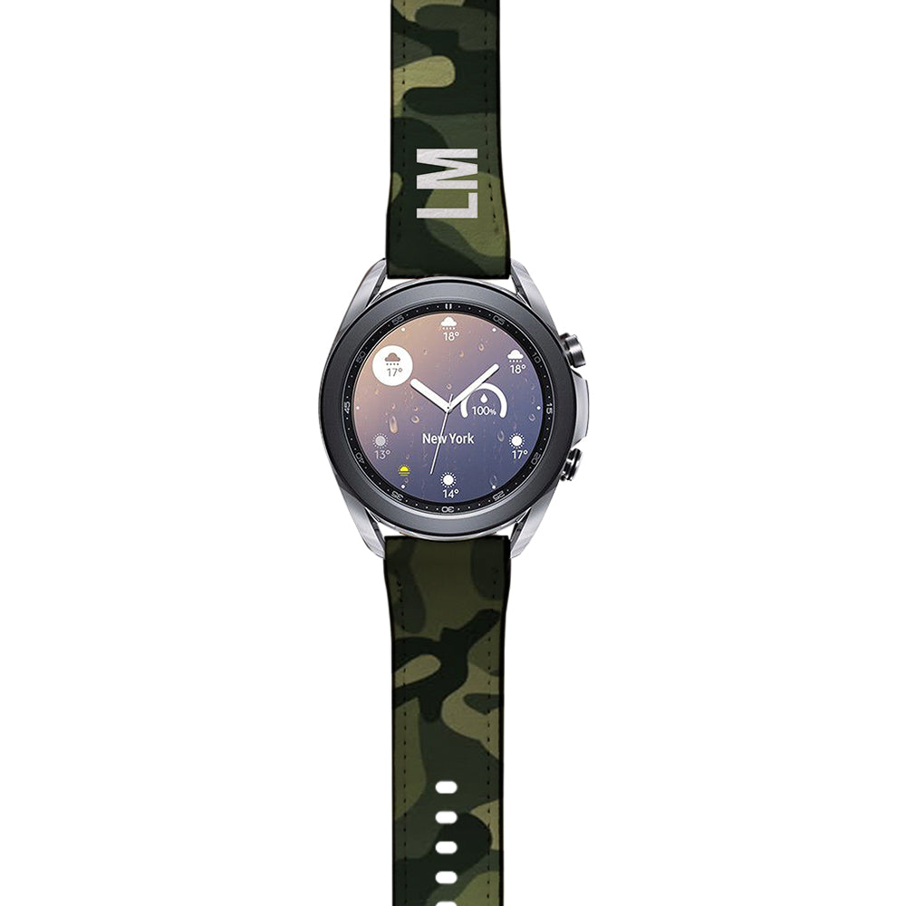 Personalised Green Camouflage Samsung Galaxy Watch3 Strap