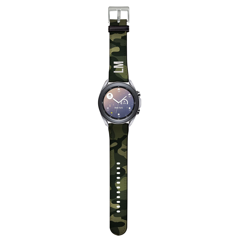 Personalised Green Camouflage Samsung Galaxy Watch3 Strap