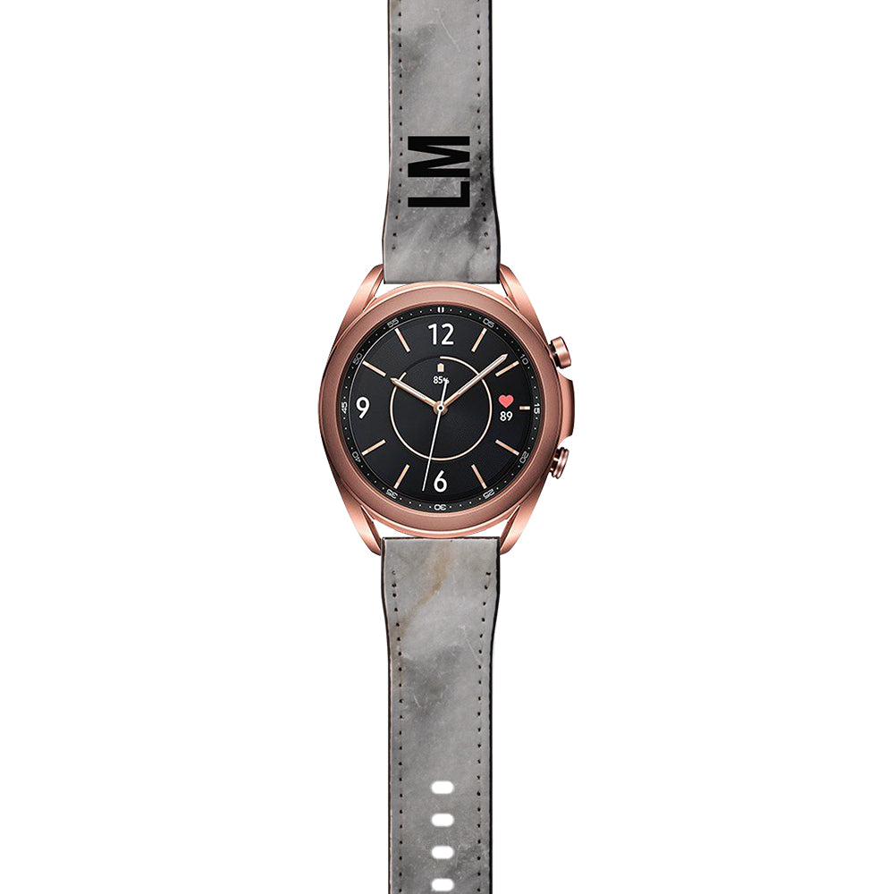 Personalised Grey Stone Marble Samsung Galaxy Watch3 Strap