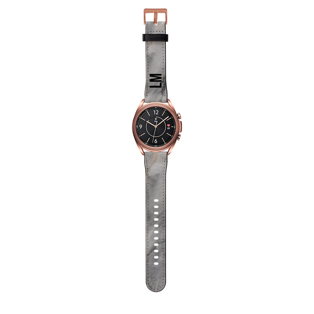 Personalised Grey Stone Marble Samsung Galaxy Watch3 Strap