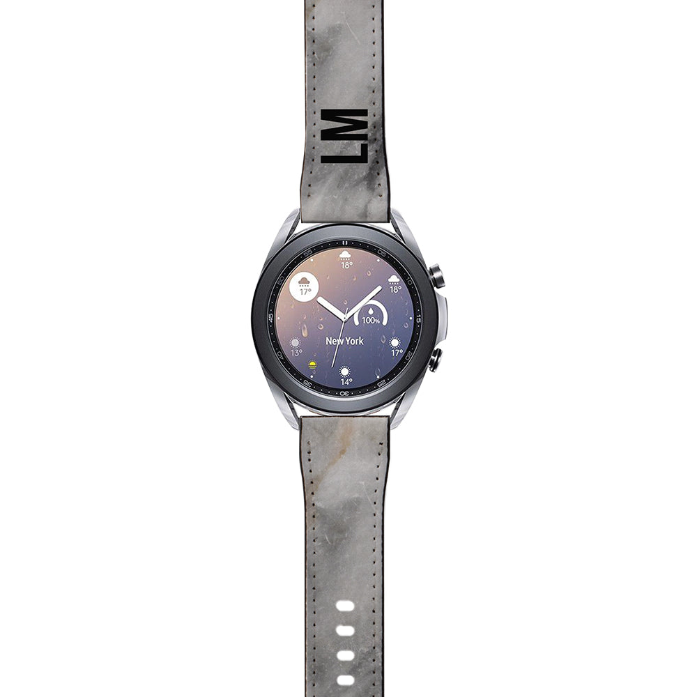 Personalised Grey Stone Marble Samsung Galaxy Watch3 Strap