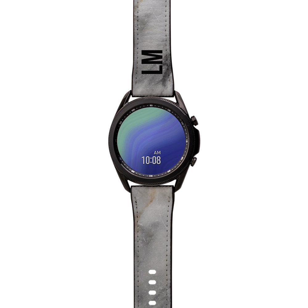 Personalised Grey Stone Marble Samsung Galaxy Watch3 Strap