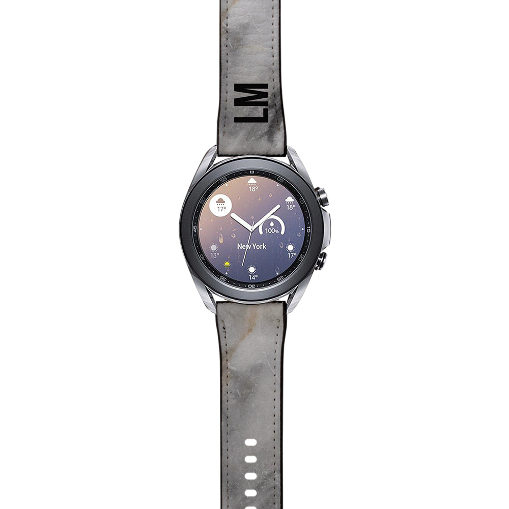 Personalised Grey Stone Marble Samsung Galaxy Watch3 Strap