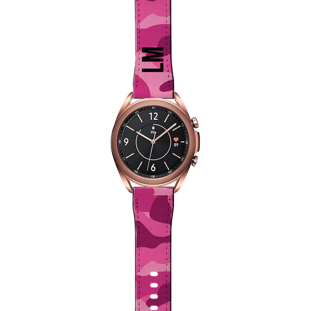 Personalised Hot Pink Camouflage Samsung Galaxy Watch3 Strap