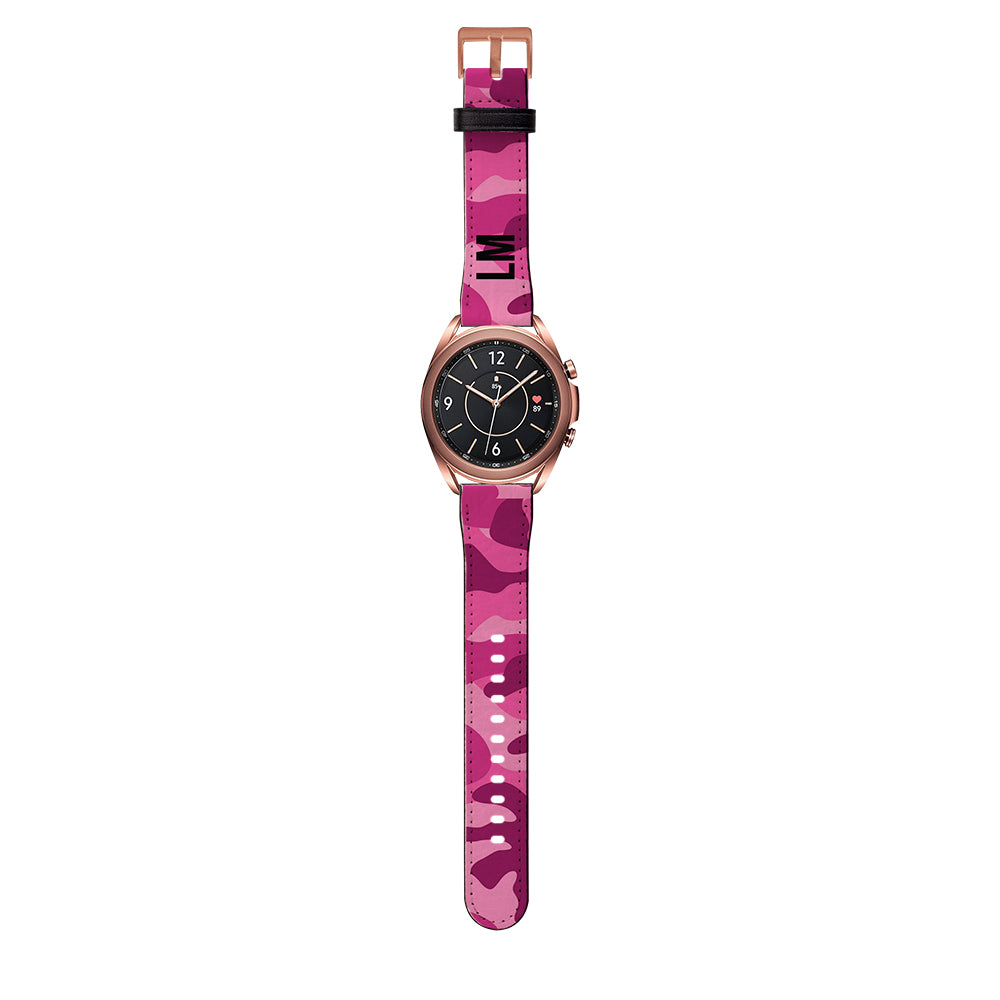 Personalised Hot Pink Camouflage Samsung Galaxy Watch3 Strap