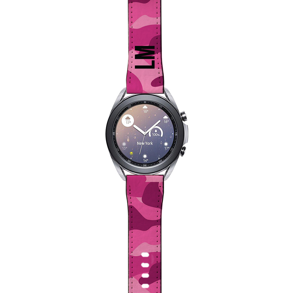 Personalised Hot Pink Camouflage Samsung Galaxy Watch3 Strap